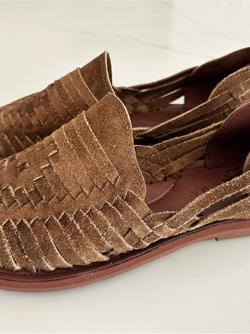 Woven Suede Moccasin Flats in Brown - Women's Slip-On